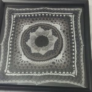Handmade Crocheted Framed Classic Black & Grey Wall Decor